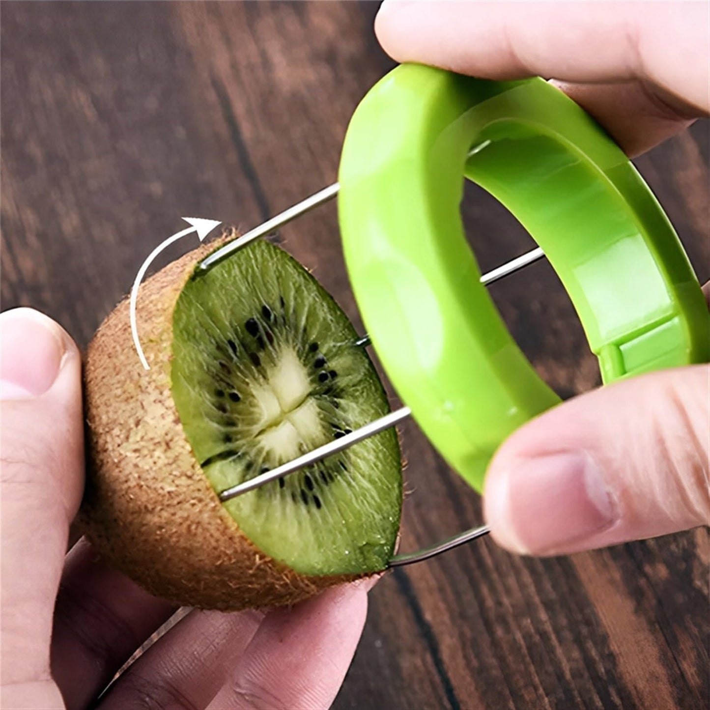 Green Kiwi Fruit Cut Digging Core Twister Slicer