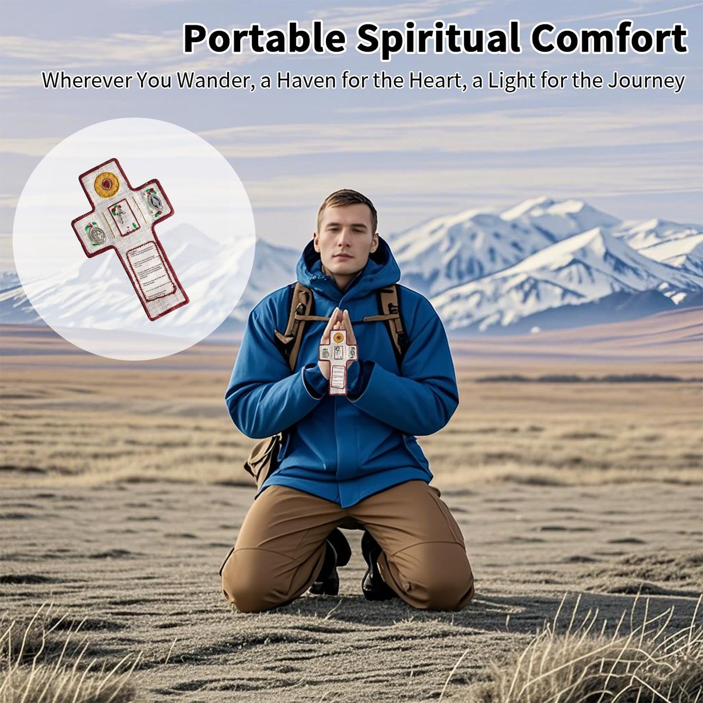 Pocket Prayer Shrine with Silver Cross