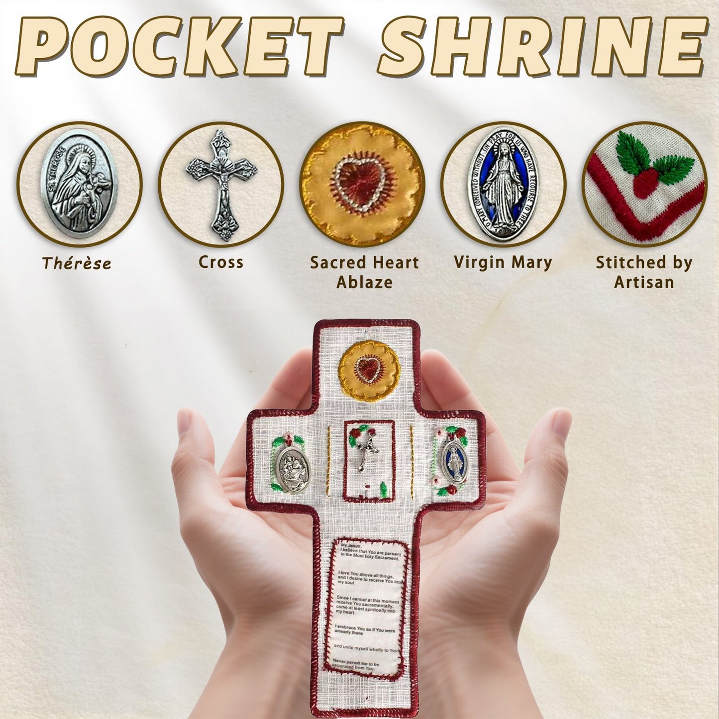 Pocket Prayer Shrine with Silver Cross