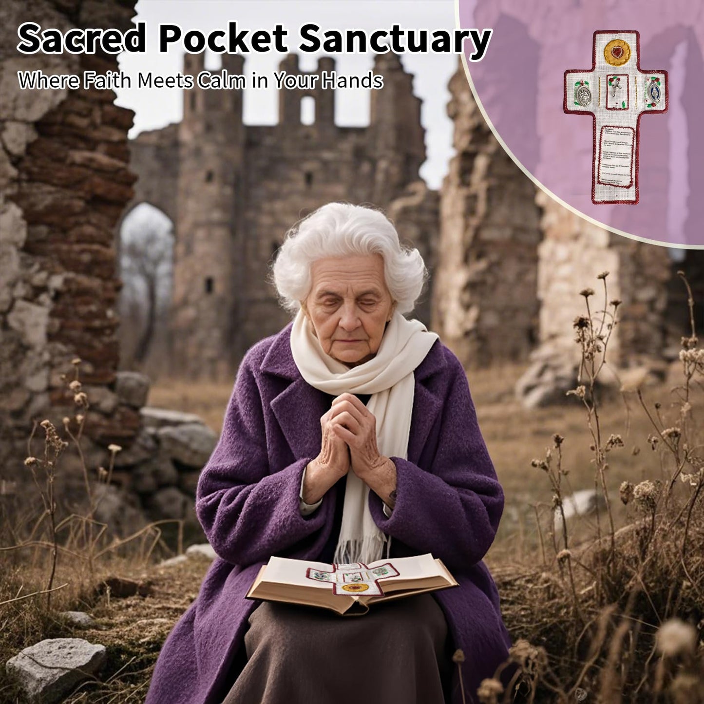 Pocket Prayer Shrine with Silver Cross