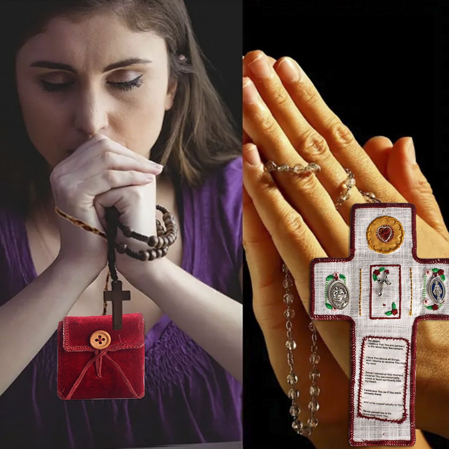 Pocket Prayer Shrine with Silver Cross