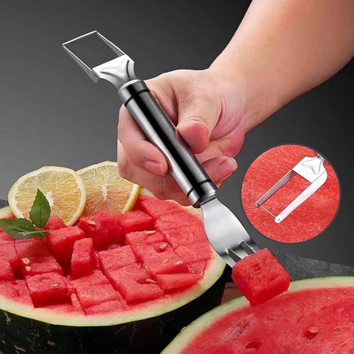 2-in-1 Dual Head Stainless Steel Watermelon Cutter Slicer Tool
