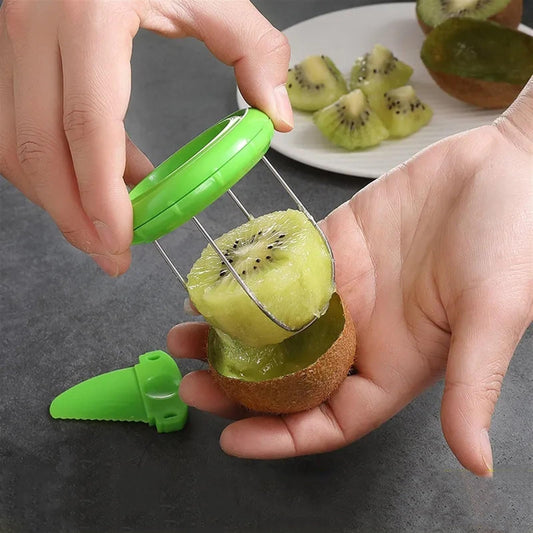 Green Kiwi Fruit Cut Digging Core Twister Slicer